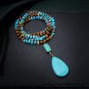 Turquoise Big Water Drop Imitation Mineral Pendant Fashion Necklace