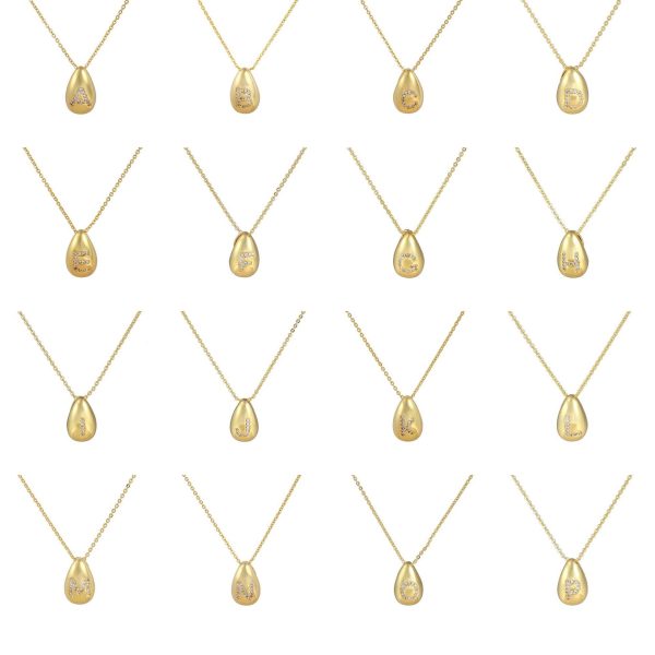 Glossy Water Drop 26 English Letter Pendant Copper-plated Gold Simple Pendant Female