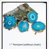 Irregular Natural Stone Gold-plated Flowers Pendant