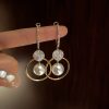 Fashion Simple Long Pearl Circle Earrings