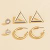 Mix And Match Simple Geometric C-shaped Half Hoop Earrings Set