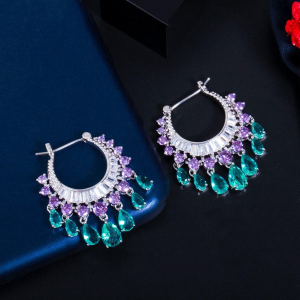 Circle Drop Zircon Tassel Fairy Earrings