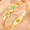 Personalized Flower Stainless Steel Bracelet For Women