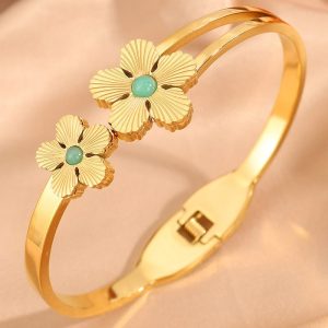 Personalized Flower Stainless Steel Bracelet For Women