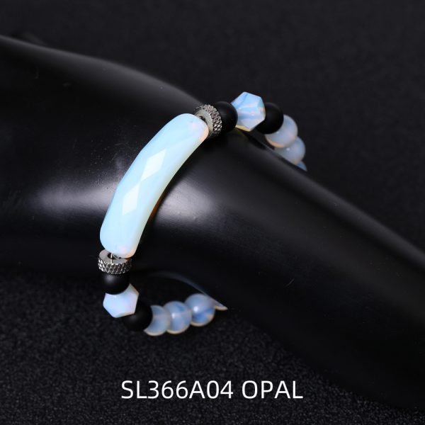 Black Agate Diamond-shaped Cut Bracelet For Women
