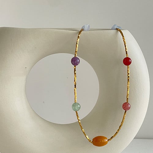 Color Agate Light Luxury Minority Advanced Sense Natural Stone Necklace