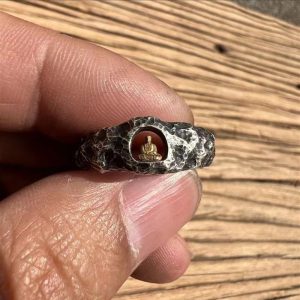 Grotto Buddha Ring Rock Texture Hand-forged Ring