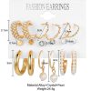 New Pearl Zircon Temperament Stud Earrings Women's Geometric Pearl Stud Earrings 9-piece Set
