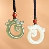 Xinjiang Hetian Jade Greenish White Jade Pendant Twelve Zodiac Dragon Necklace