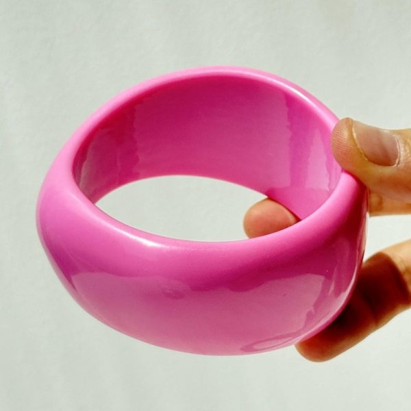 Resin Oval Wide Geometric Curved Resin Solid Color Bracelet