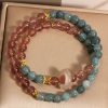 Natural Stone Blue Water Jade Double Ring Bracelet