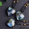 Natural Labradorite Moonstone Heart Of The Ocean Necklace Crystal Semi-precious Stone