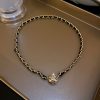 Retro Elegant Leather Winding Chain Diamond Magnetic Necklace