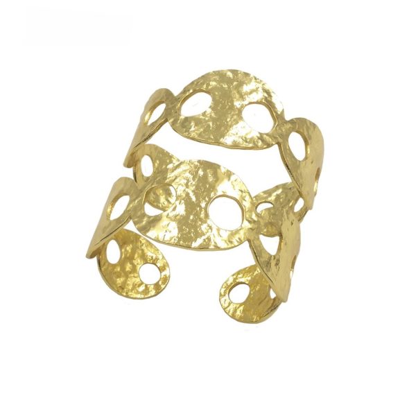 Pig Nose Hollow Design Large Brass Open-ended Bracelet