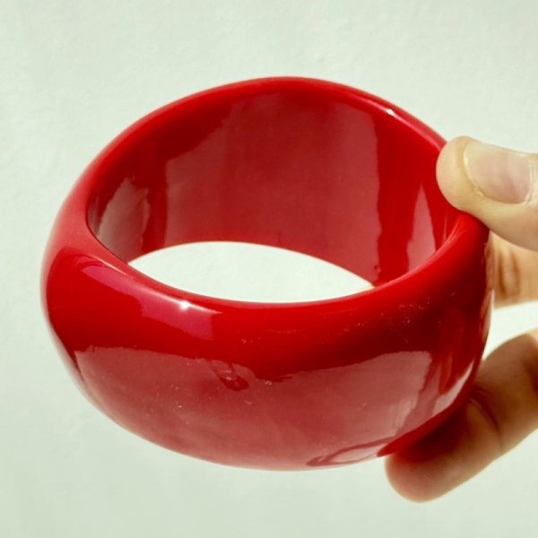 Resin Oval Wide Geometric Curved Resin Solid Color Bracelet