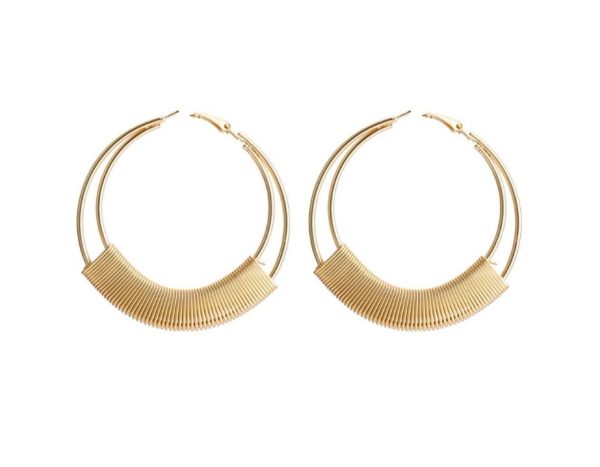 Twisted Diamond Geometric Circle Stud Earrings