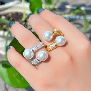 Women's Simple Double Open-end Pearl Ring