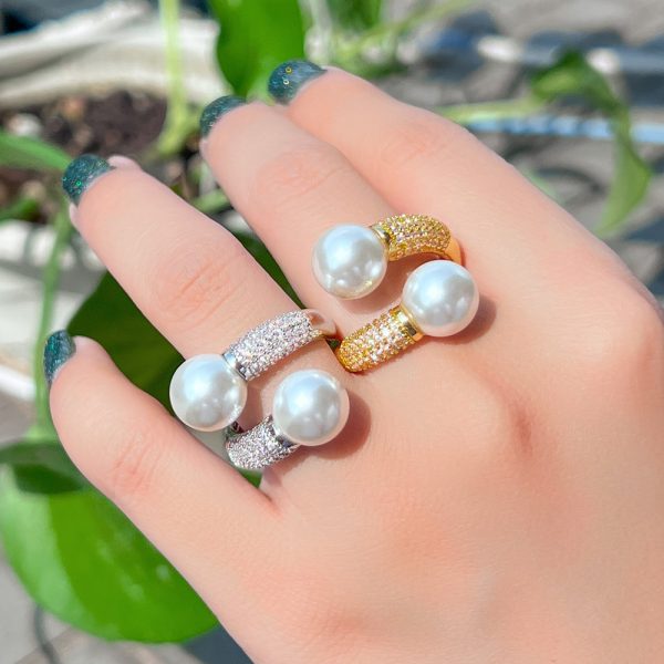 Women's Simple Double Open-end Pearl Ring