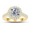 1 Karat 65mm Color Moissanite Ring Gold Ring Shank S925 Sterling Silver Moissanite