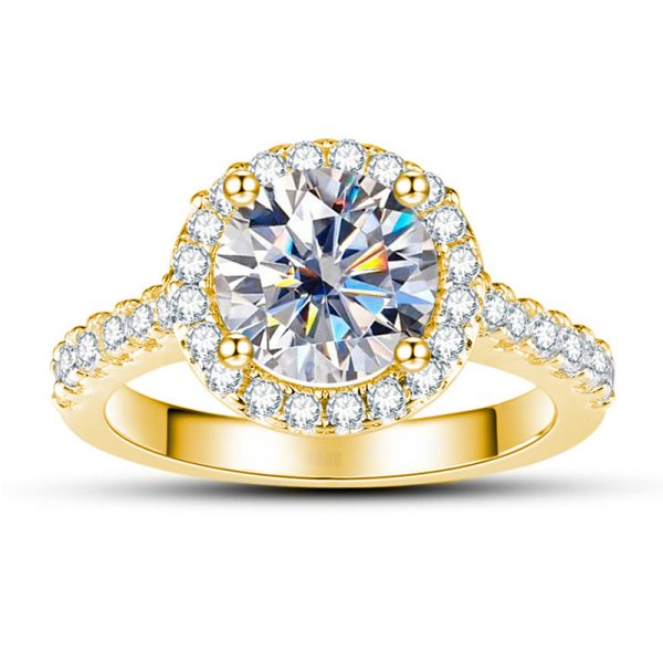 1 Karat 65mm Color Moissanite Ring Gold Ring Shank S925 Sterling Silver Moissanite