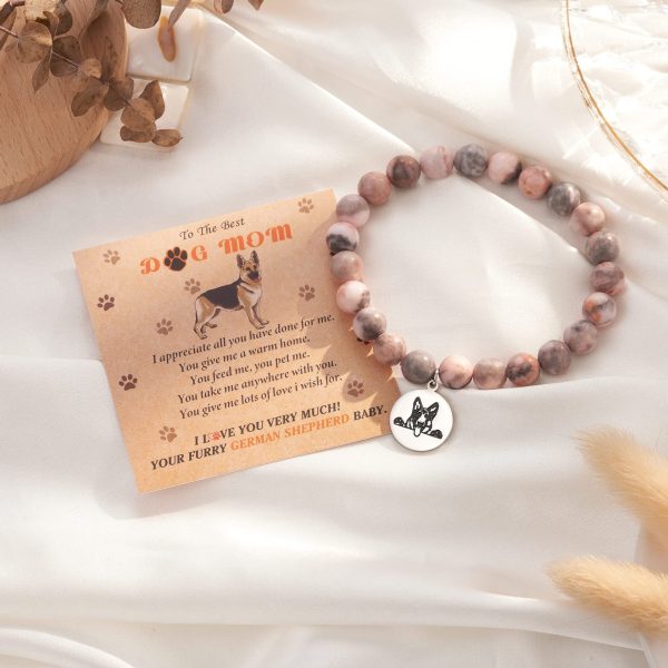 Puppy Pendant Stainless Steel Round Board Bracelet