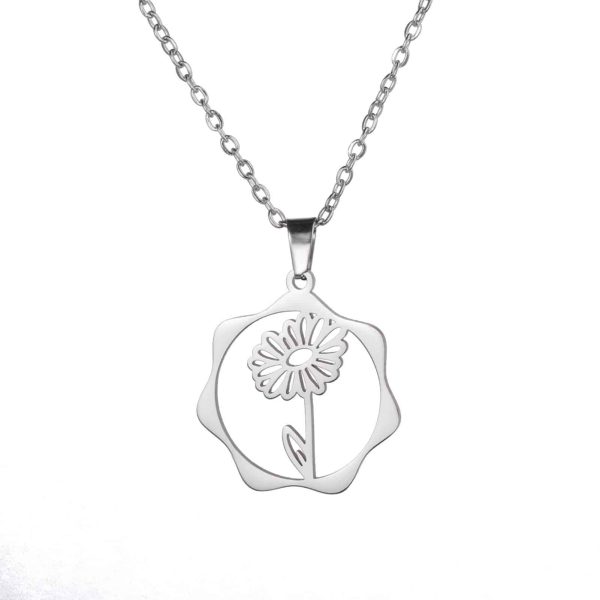Stainless Steel Gold Snow Hualien Universe Flower-de-Luce December Flower Pendant Necklace