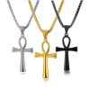 Simple Glossy Egypt Anka Cross Pendant Men's Necklace