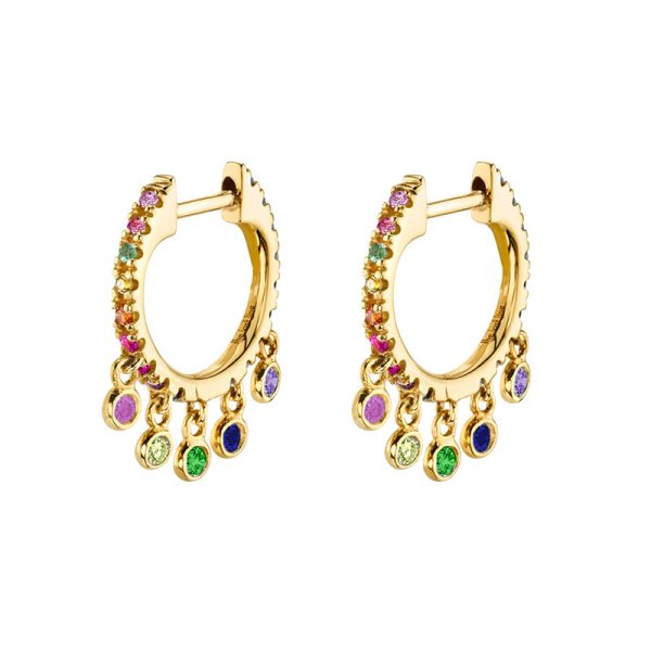 Silver Needle One Piece Diamond Earrings Double Circle Fashion Trend