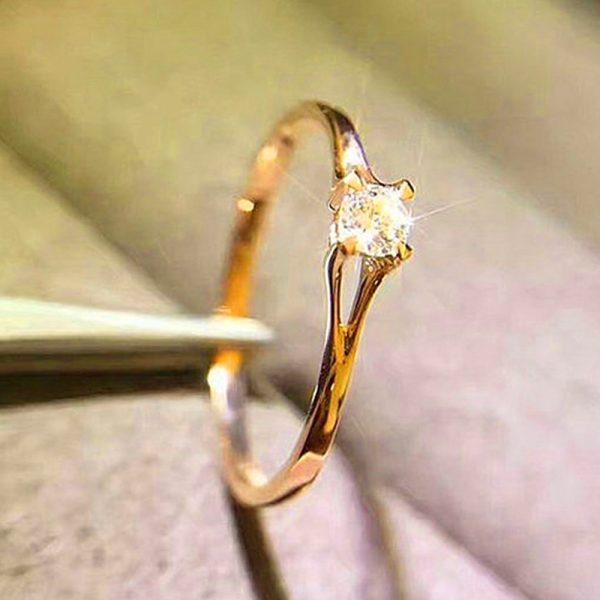 OL Minimalist Zircon Women's Ring Copper Plated White Gold