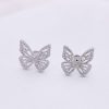 Micro Set Zircon Sterling Silver Butterfly Stud Earrings