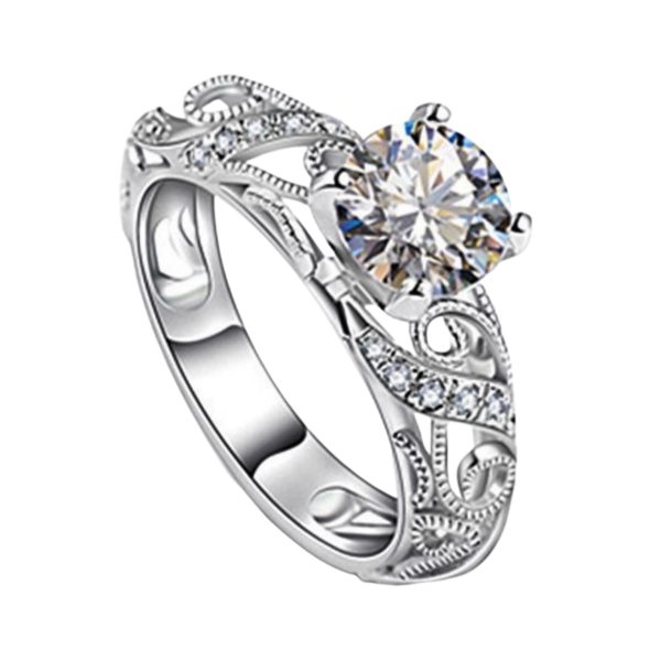 Zircon Ring Colorful Gold Four Claw Diamond