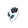 Retro Blue Enamel Rose Personality All-Match Ring