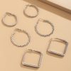 Vintage Golden Circle Square Earrings Set