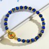 Natural Emperor Lapis Lazuli Six-word Mantra Single Ring Bracelet