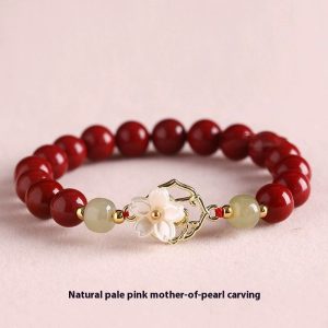 Natural Hetian Jade White Butterfly Bells Of Ireland Sinology Bracelet