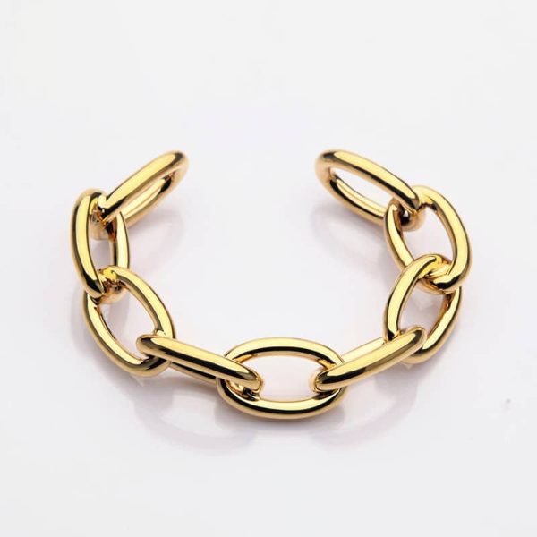 High Color Retention Exaggerating High Quality 18K Bright Gold Wide Bracelet