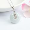 S925 Silver Inlay Natural Emerald Peace Buckle Necklace