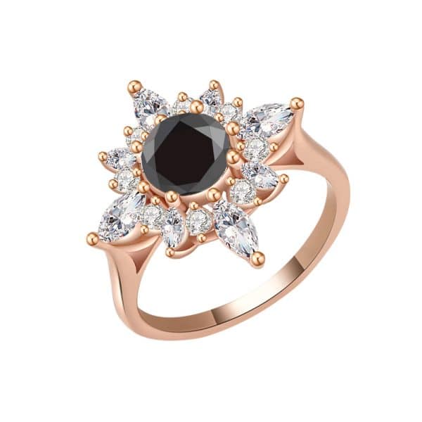 18K Gold Plating Beautiful Diamond Flower Ring