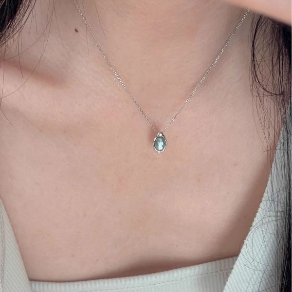 Water Drop Aquamarine Prehnite Necklace