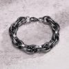 Stainless Steel Twist Thick Retro Male Gray Bracelet