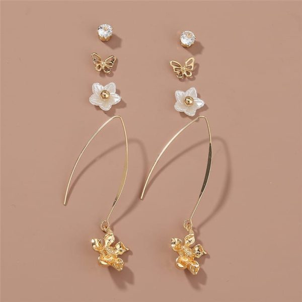 Set Combination Earrings Simple Temperament All-match Pearl Earrings