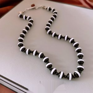 Black And White Beaded Necklace Design Sense Niche Trendy Personality