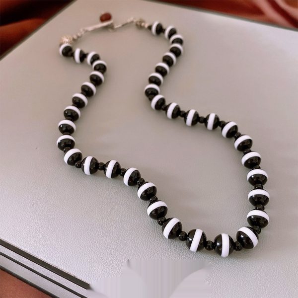 Black And White Beaded Necklace Design Sense Niche Trendy Personality