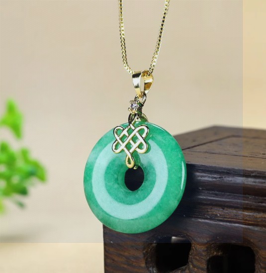 Jade Coin Buckle Pendant Necklace