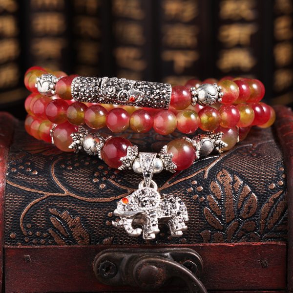 Natural Watermelon Crystal Bracelet Chinese Knot