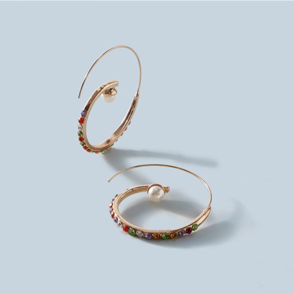 Geometric Metal Big Circle Diamond Earrings Fashion
