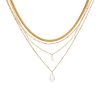 Water Drop Imitation Pearl Tassel Pendant Multi-layer Necklace For Women