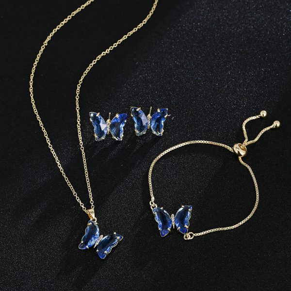 New Butterfly Necklace Jewelry Set