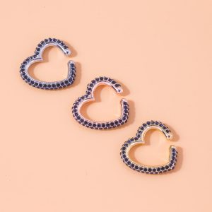 Women's Fashion Color Diamond Micro Set Heart Shape Earrings