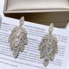 Natural Wind Micro-set Zircon Leaf-shaped Earrings With Silver Needles